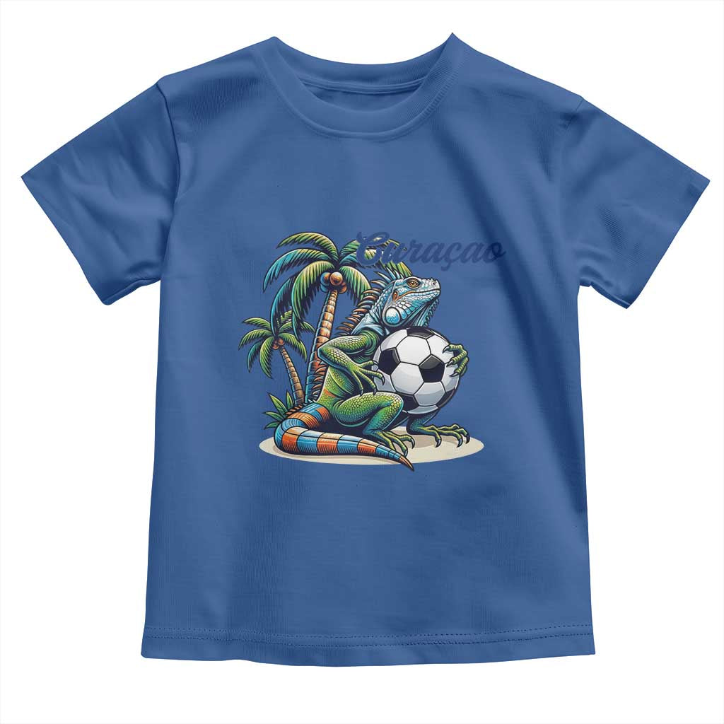 Funny Curaçao Iguana Soccer Fan Toddler T Shirt Caribbean Pride Football Graphic