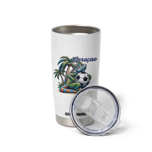 Funny Curaçao Iguana Soccer Fan Tumbler Cup Caribbean Pride Football Graphic