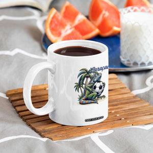 Funny Curaçao Iguana Soccer Fan Coffee Mug Caribbean Pride Football Graphic