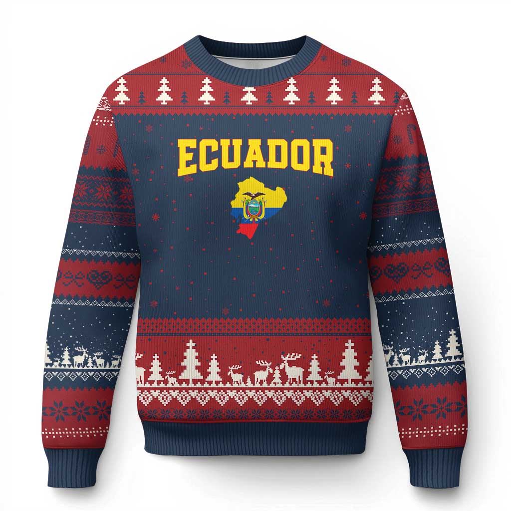 Proud Ecuadorian Map Ugly Christmas Sweater Ecuador Roots Heritage Pride