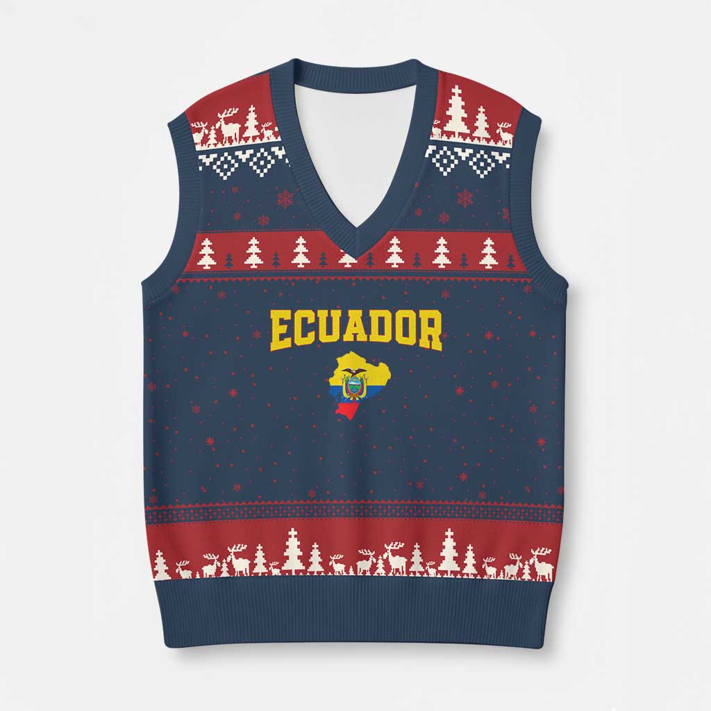 Proud Ecuadorian Map V-Neck Knit Sweater Vest Ecuador Roots Heritage Pride