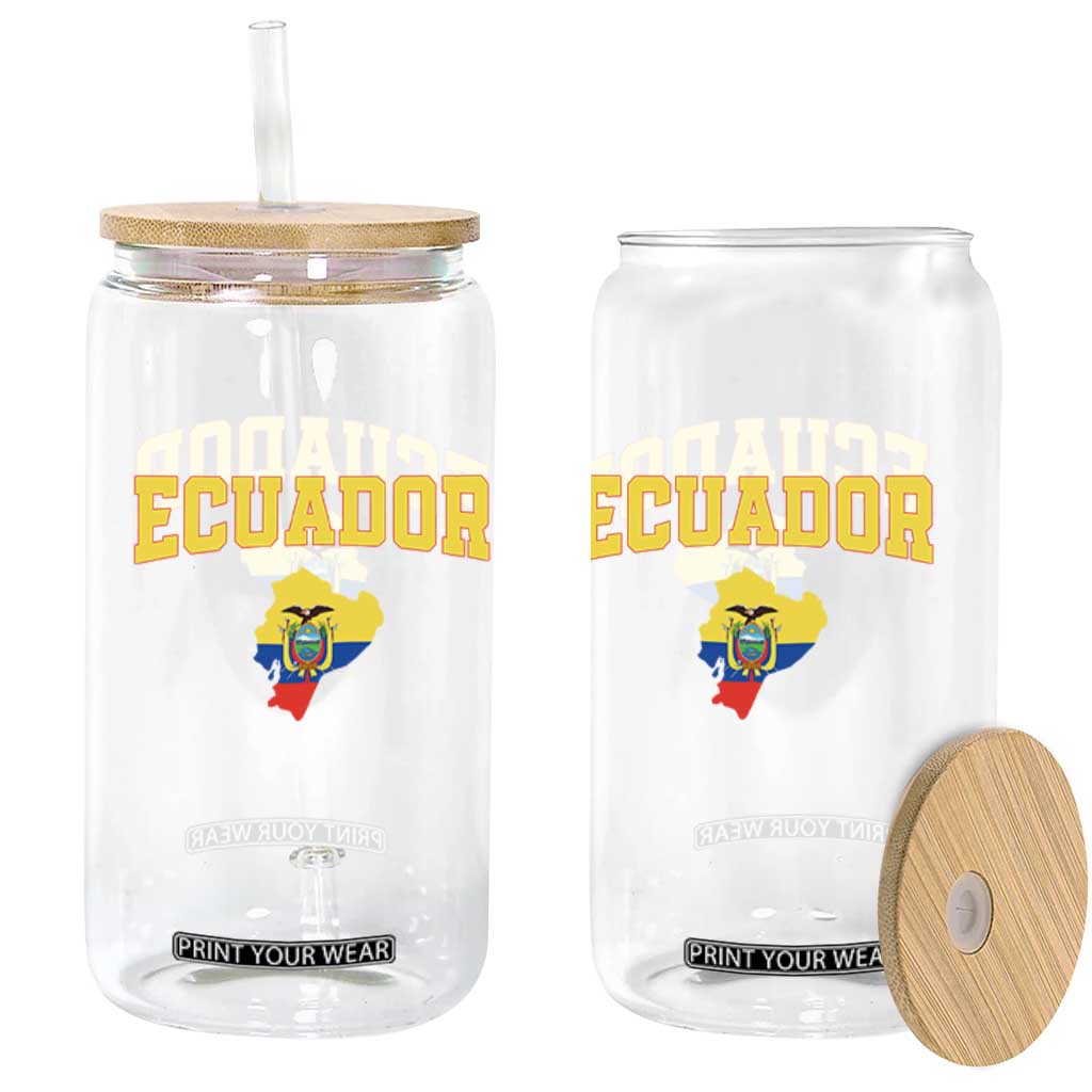 Proud Ecuadorian Map Glass Can Ecuador Roots Heritage Pride