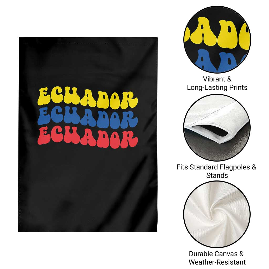 Retro Groovy Ecuador Garden Flag Proud Ecuadorian Heritage