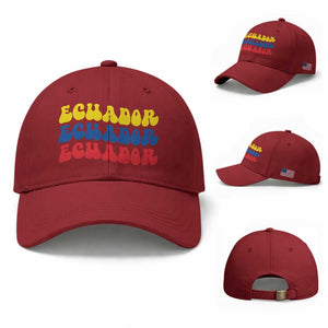 Retro Groovy Ecuador Baseball Cap Proud Ecuadorian Heritage