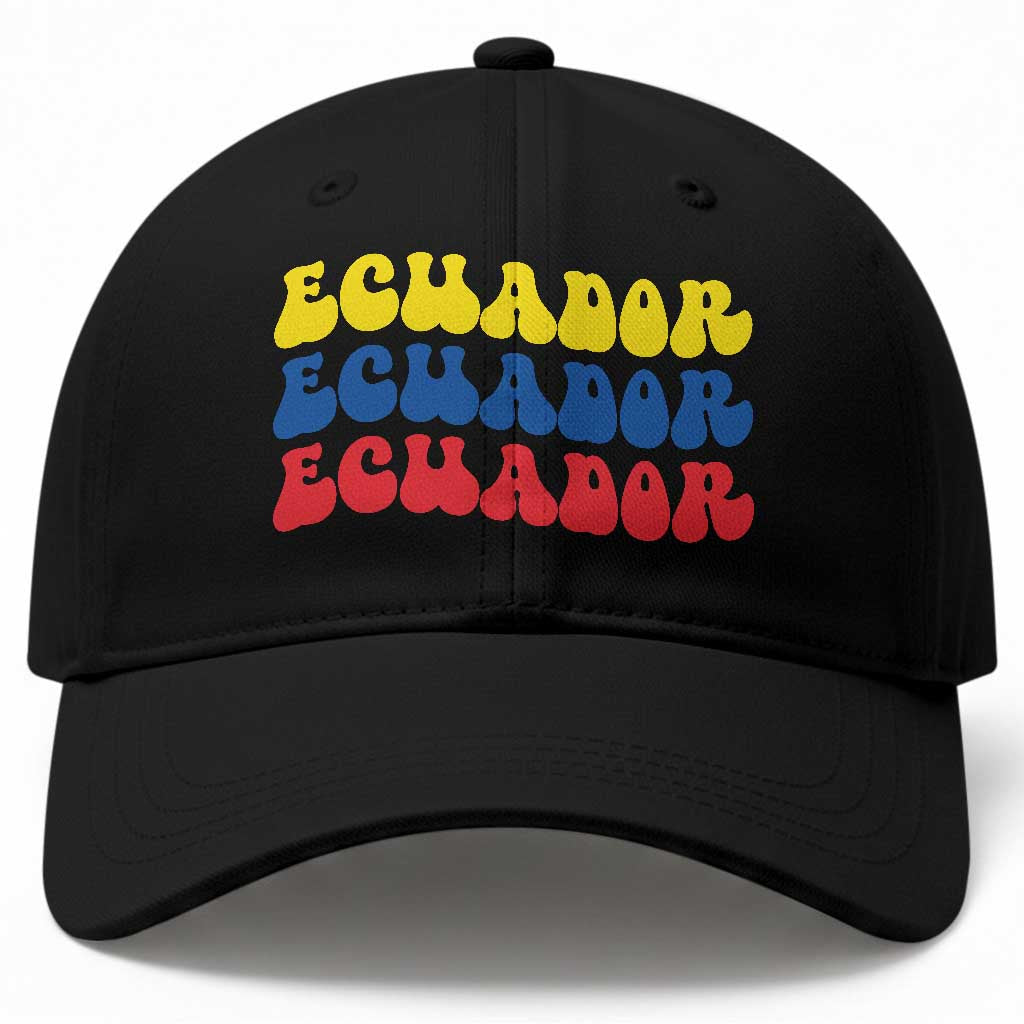 Retro Groovy Ecuador Baseball Cap Proud Ecuadorian Heritage TS12 Print Your Wear