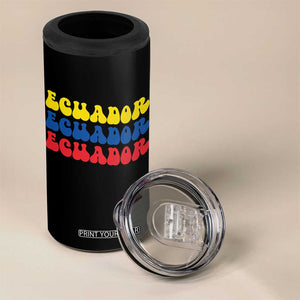 Retro Groovy Ecuador 4 in 1 Can Cooler Tumbler Proud Ecuadorian Heritage