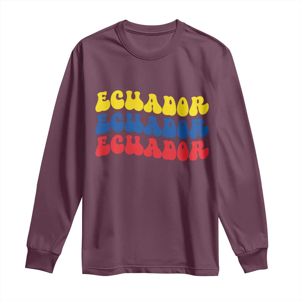 Retro Groovy Ecuador Long Sleeve Shirt Proud Ecuadorian Heritage