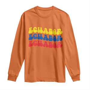 Retro Groovy Ecuador Long Sleeve Shirt Proud Ecuadorian Heritage