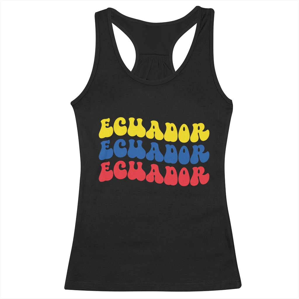 Retro Groovy Ecuador Racerback Tank Top Proud Ecuadorian Heritage