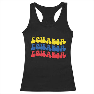 Retro Groovy Ecuador Racerback Tank Top Proud Ecuadorian Heritage