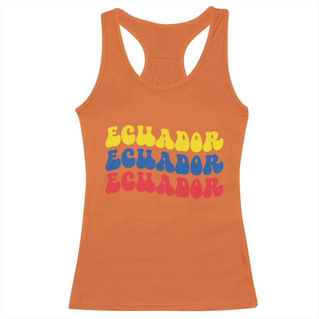 Retro Groovy Ecuador Racerback Tank Top Proud Ecuadorian Heritage