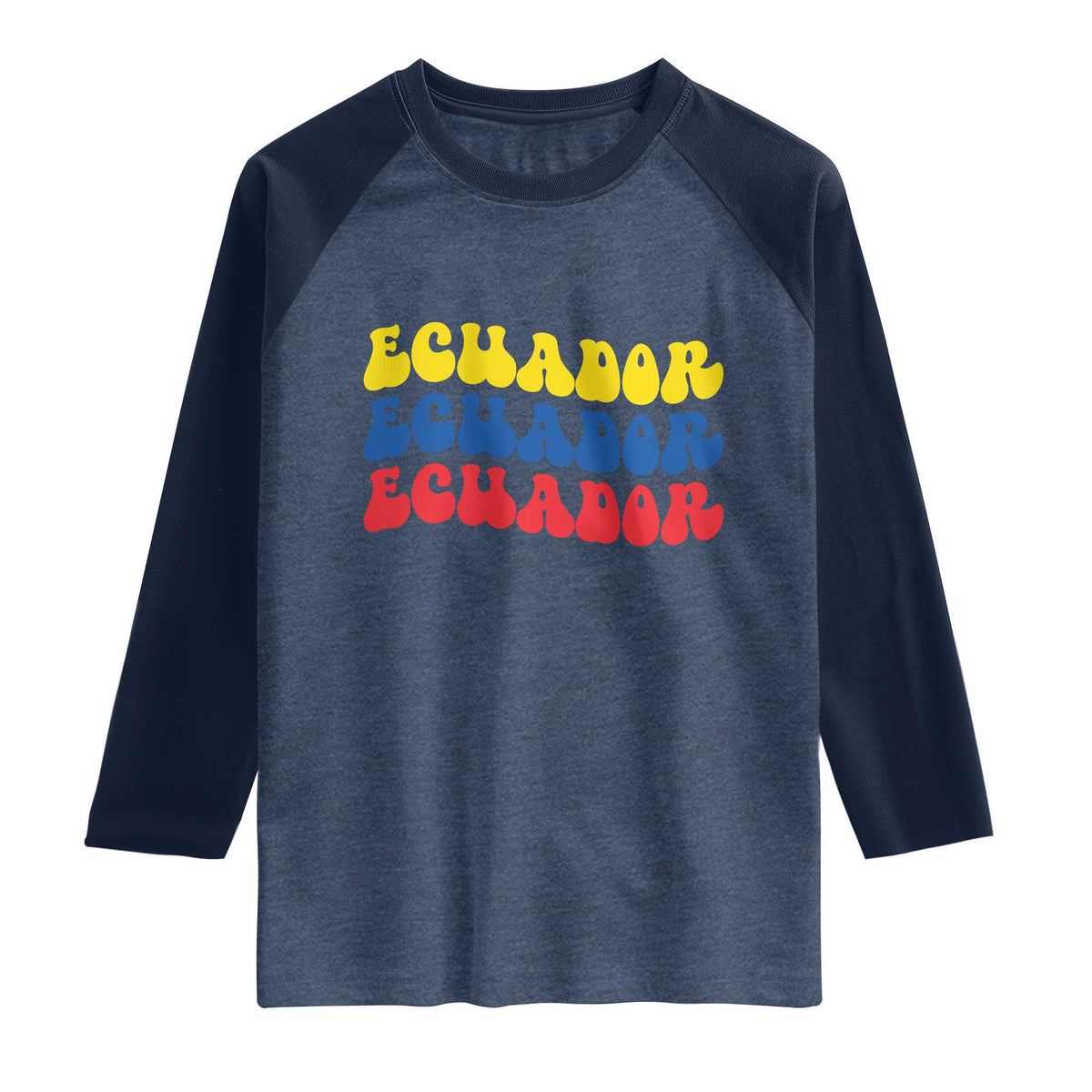 Retro Groovy Ecuador Raglan Shirt Proud Ecuadorian Heritage