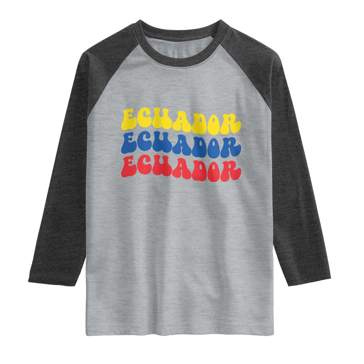 Retro Groovy Ecuador Raglan Shirt Proud Ecuadorian Heritage