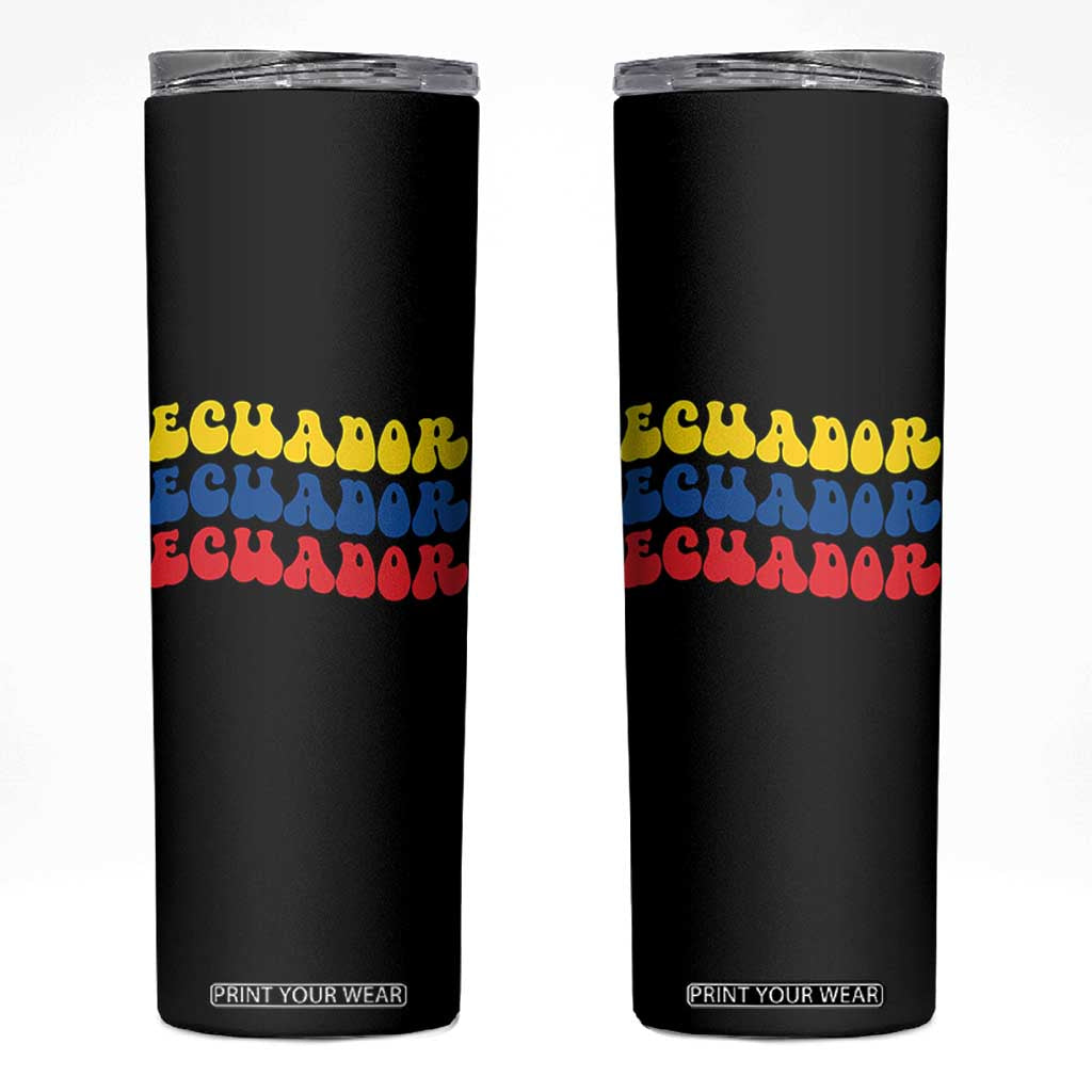Retro Groovy Ecuador Skinny Tumbler Proud Ecuadorian Heritage