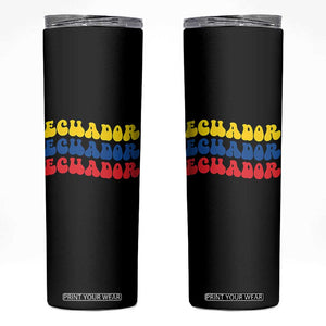 Retro Groovy Ecuador Skinny Tumbler Proud Ecuadorian Heritage
