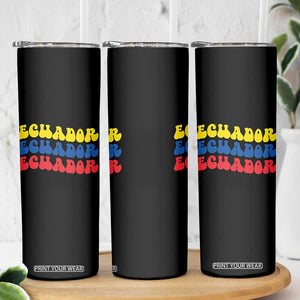Retro Groovy Ecuador Skinny Tumbler Proud Ecuadorian Heritage