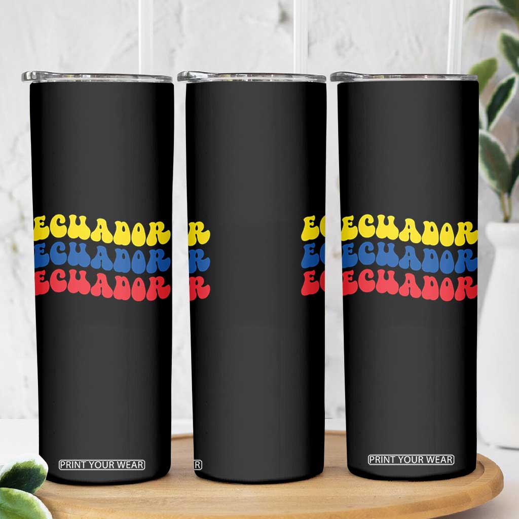 Retro Groovy Ecuador Skinny Tumbler Proud Ecuadorian Heritage