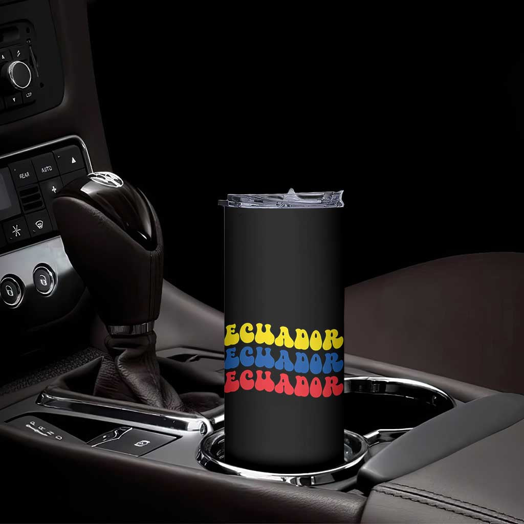 Retro Groovy Ecuador Skinny Tumbler Proud Ecuadorian Heritage