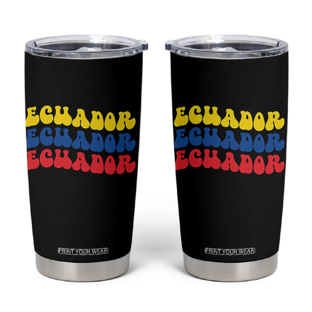 Retro Groovy Ecuador Tumbler Cup Proud Ecuadorian Heritage