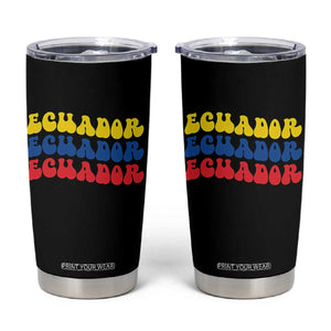 Retro Groovy Ecuador Tumbler Cup Proud Ecuadorian Heritage