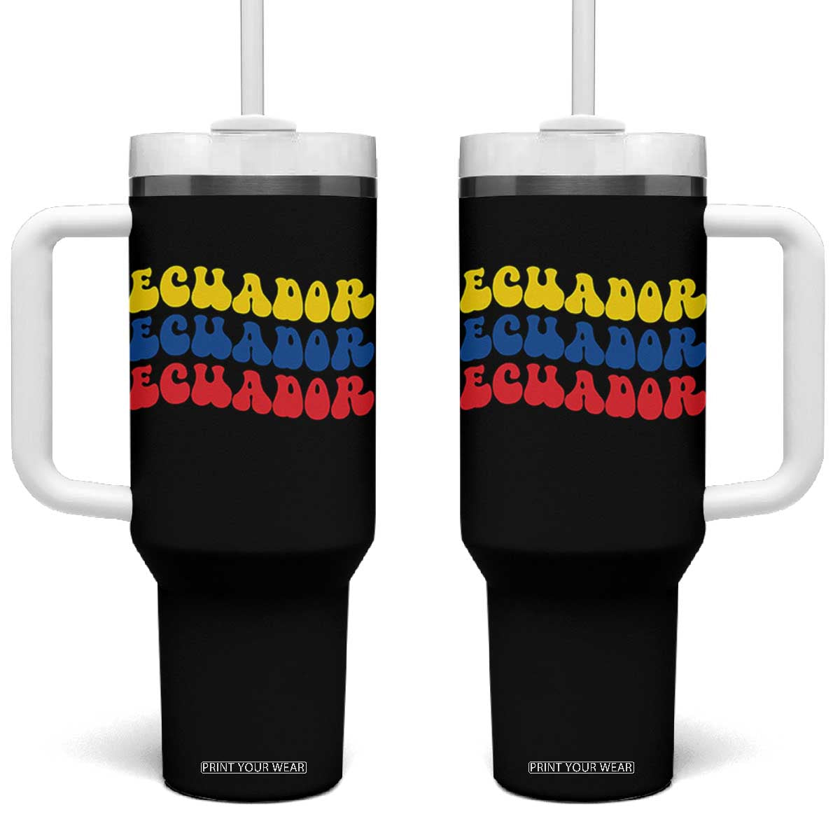 Retro Groovy Ecuador Tumbler With Handle Proud Ecuadorian Heritage
