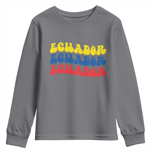Retro Groovy Ecuador Youth Sweatshirt Proud Ecuadorian Heritage