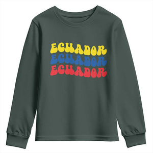 Retro Groovy Ecuador Youth Sweatshirt Proud Ecuadorian Heritage