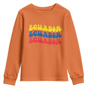 Retro Groovy Ecuador Youth Sweatshirt Proud Ecuadorian Heritage
