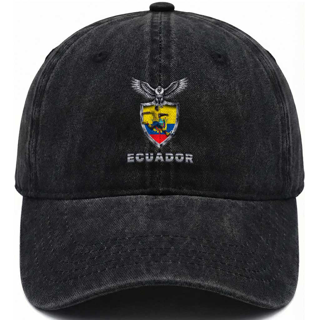 Ecuador Soccer Lover Washed Cotton Baseball Cap Proud Ecuadorian Game Day Gift TS12 Print Your Wear