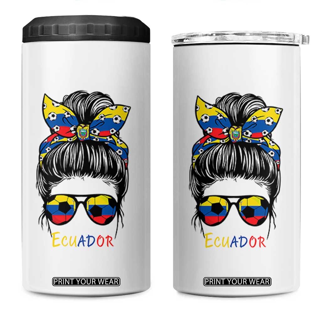 Ecuador Soccer 4 in 1 Can Cooler Tumbler Chica Ecuatoriana Pride Game Day Gift