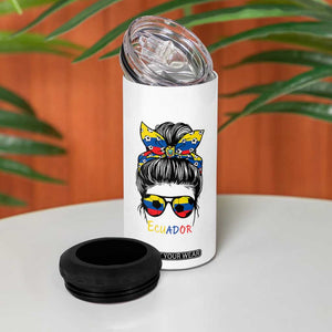 Ecuador Soccer 4 in 1 Can Cooler Tumbler Chica Ecuatoriana Pride Game Day Gift