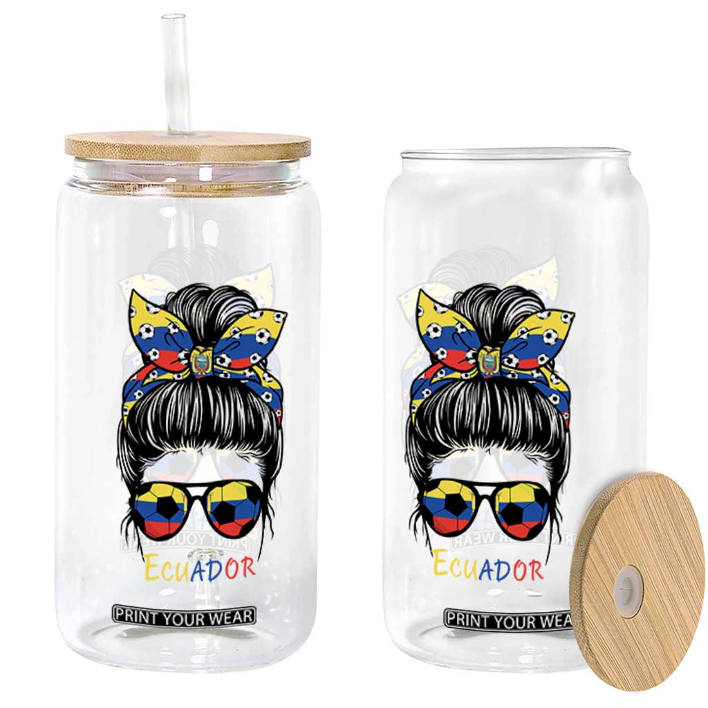 Ecuador Soccer Glass Can Chica Ecuatoriana Pride Game Day Gift