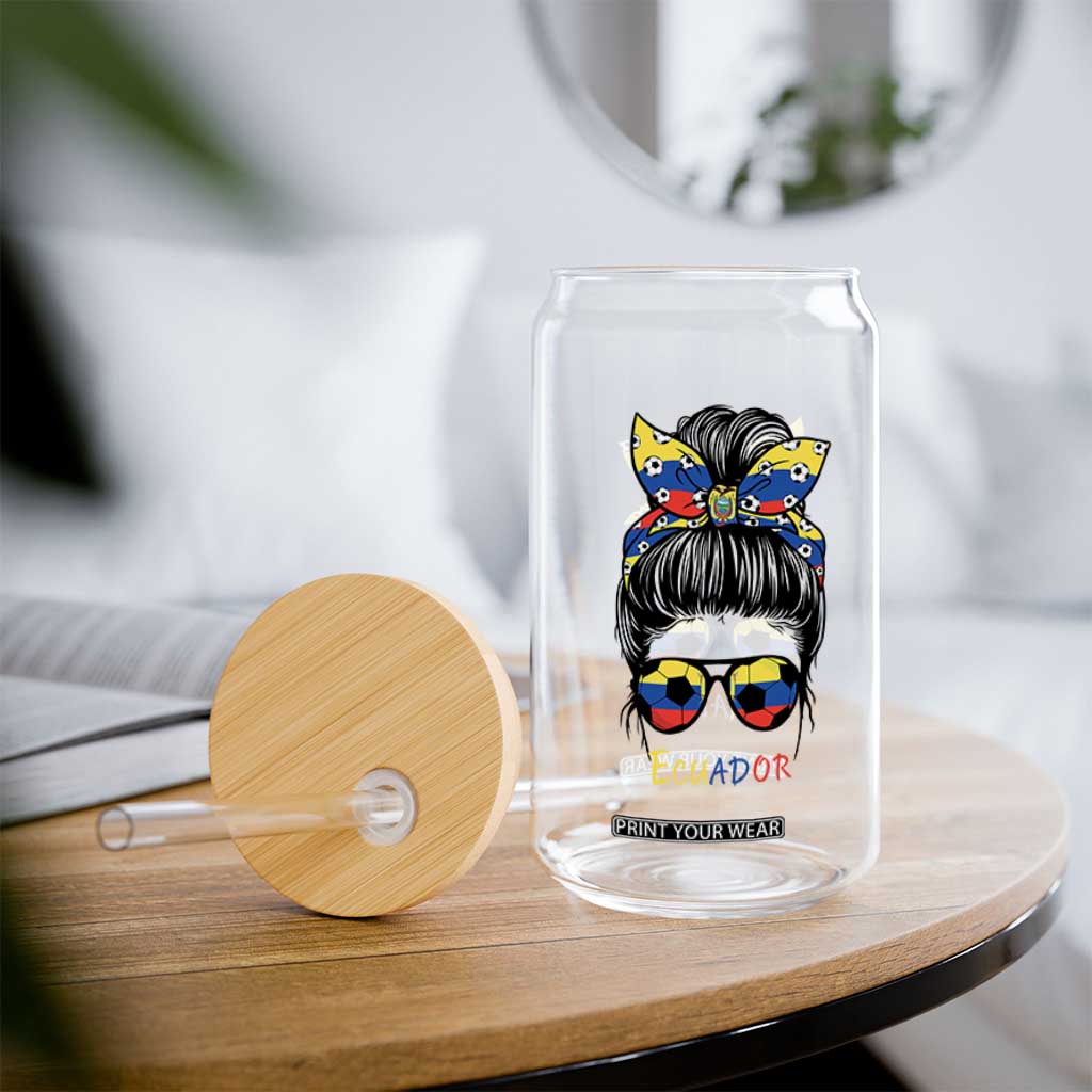 Ecuador Soccer Glass Can Chica Ecuatoriana Pride Game Day Gift
