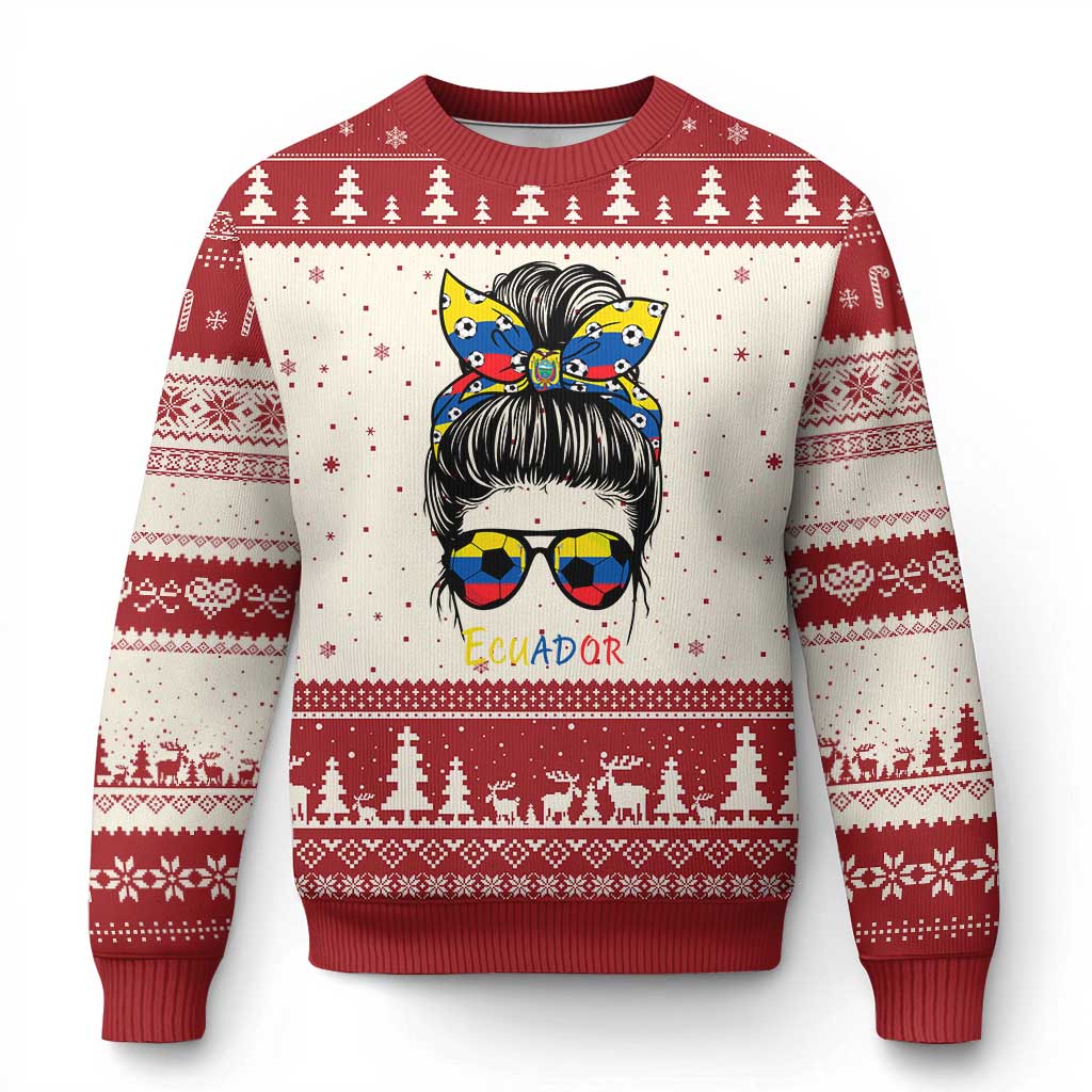 Ecuador Soccer Ugly Christmas Sweater Chica Ecuatoriana Pride Game Day Gift