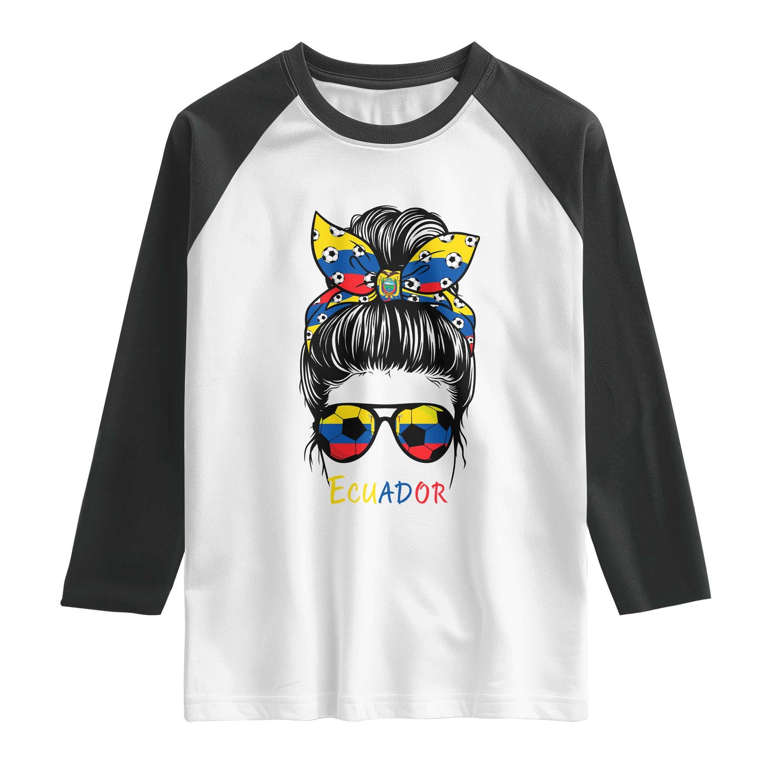 Ecuador Soccer Raglan Shirt Chica Ecuatoriana Pride Game Day Gift TS12 White Black Print Your Wear