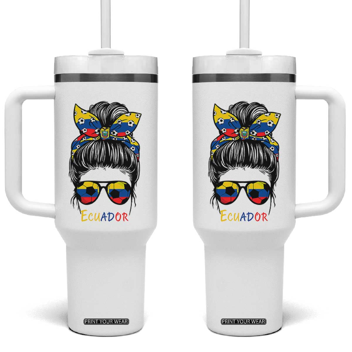 Ecuador Soccer Tumbler With Handle Chica Ecuatoriana Pride Game Day Gift