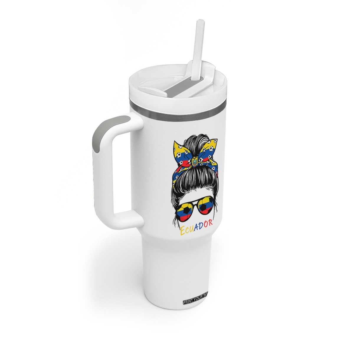 Ecuador Soccer Tumbler With Handle Chica Ecuatoriana Pride Game Day Gift