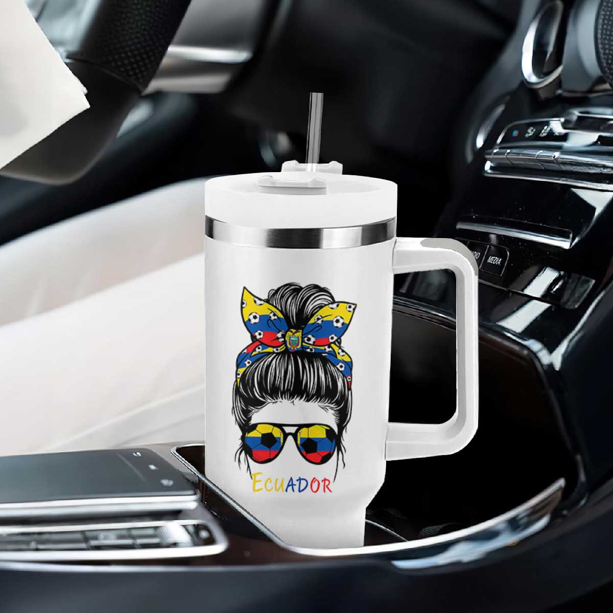Ecuador Soccer Tumbler With Handle Chica Ecuatoriana Pride Game Day Gift