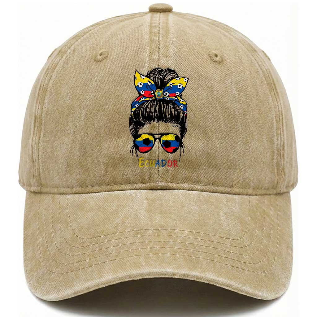 Ecuador Soccer Washed Cotton Baseball Cap Chica Ecuatoriana Pride Game Day Gift