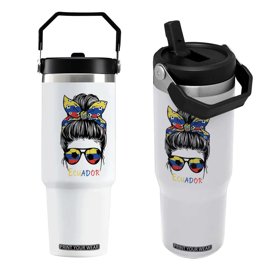 Ecuador Soccer Flip Straw Tumbler Chica Ecuatoriana Pride Game Day Gift