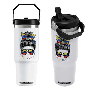 Ecuador Soccer Flip Straw Tumbler Chica Ecuatoriana Pride Game Day Gift