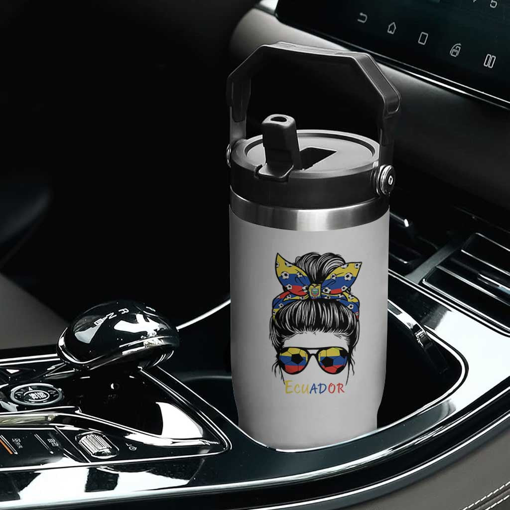 Ecuador Soccer Flip Straw Tumbler Chica Ecuatoriana Pride Game Day Gift