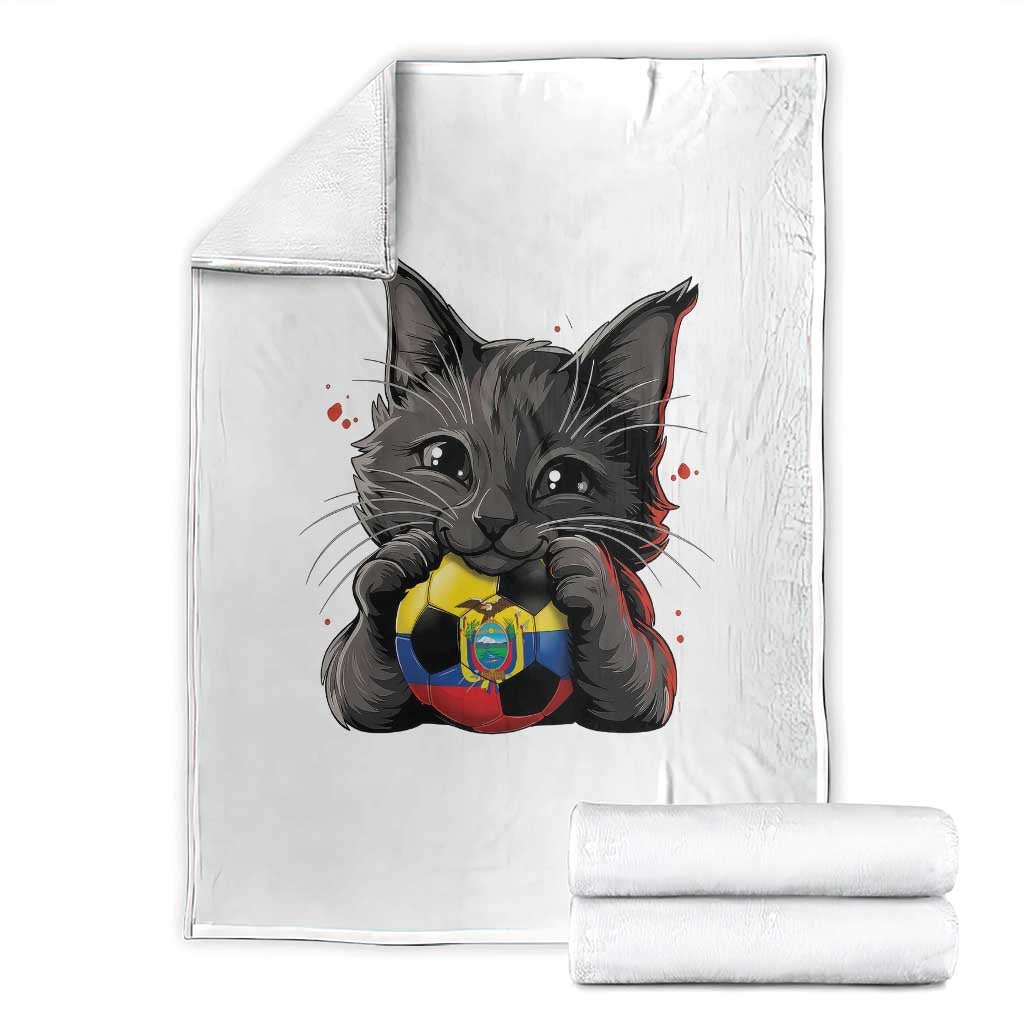 Ecuador Black Cat Soccer Game Day Throw Blanket Cat Lover Gift