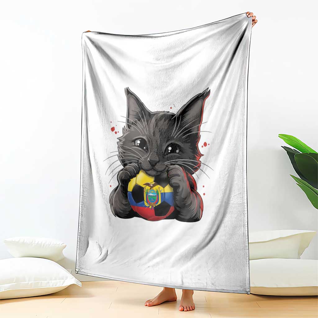 Ecuador Black Cat Soccer Game Day Throw Blanket Cat Lover Gift