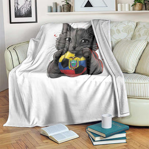 Ecuador Black Cat Soccer Game Day Throw Blanket Cat Lover Gift
