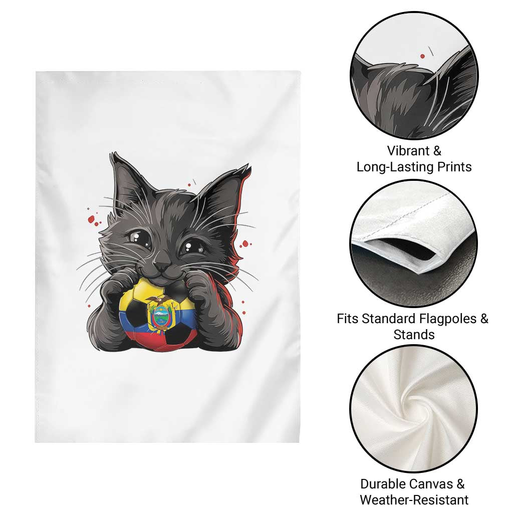 Ecuador Black Cat Soccer Game Day Garden Flag Cat Lover Gift