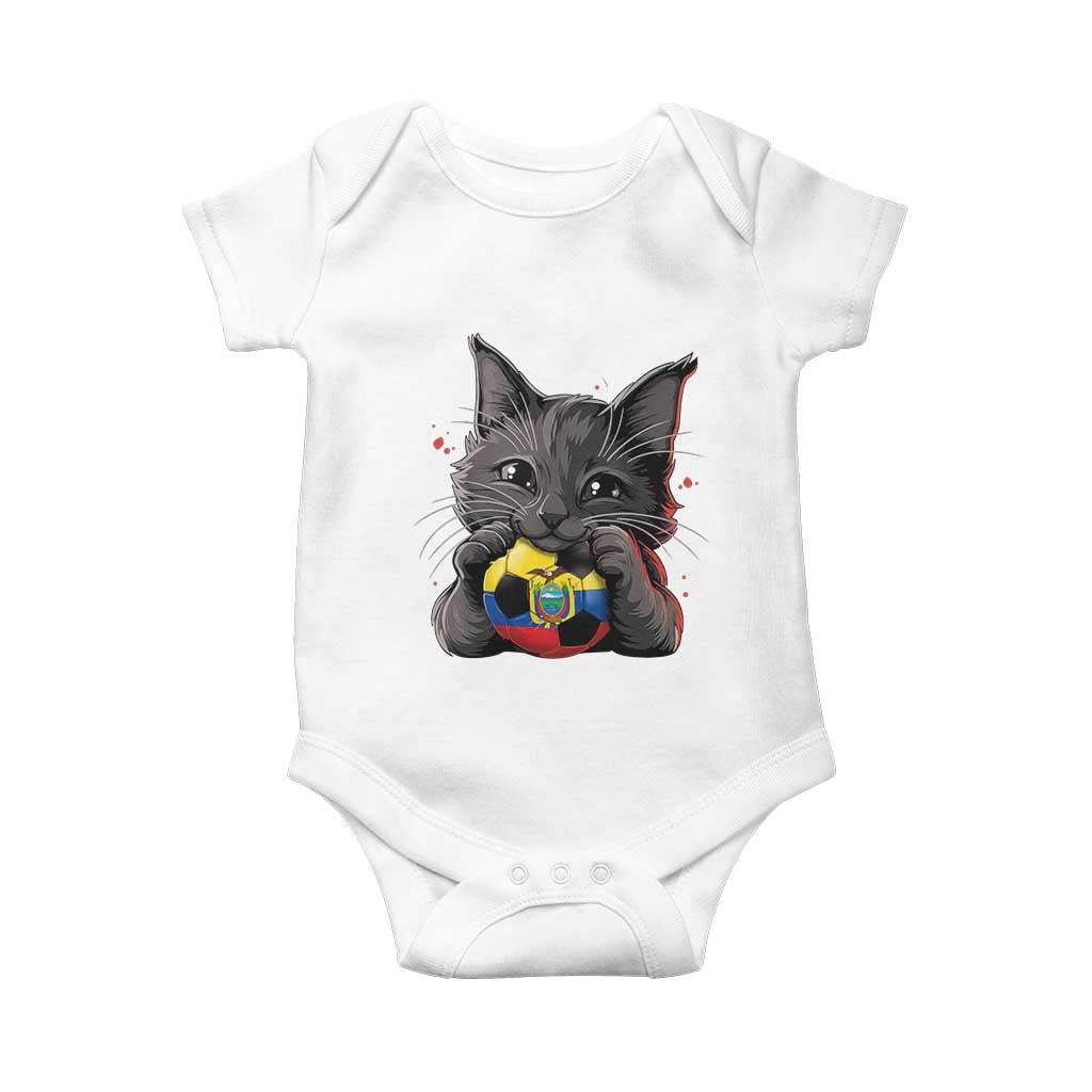Ecuador Black Cat Soccer Game Day Baby Onesie Cat Lover Gift TS12 White Print Your Wear