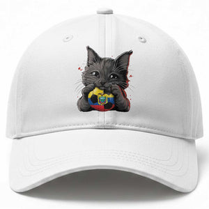 Ecuador Black Cat Soccer Game Day Baseball Cap Cat Lover Gift