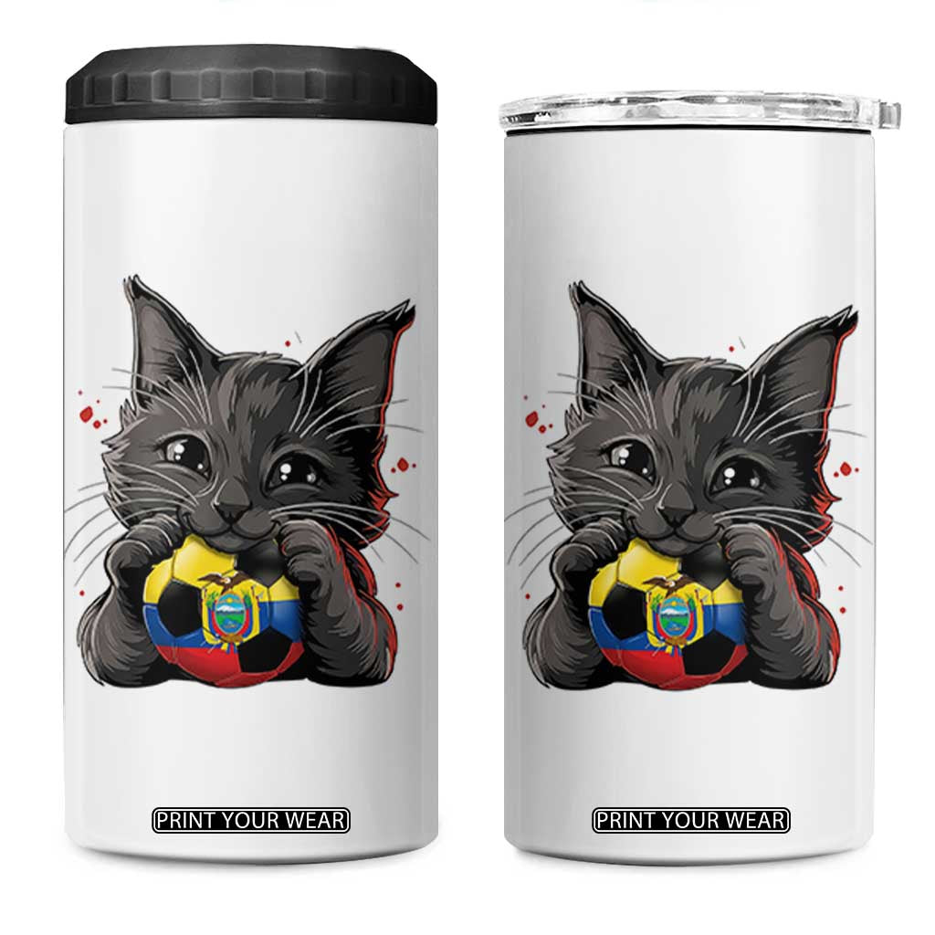 Ecuador Black Cat Soccer Game Day 4 in 1 Can Cooler Tumbler Cat Lover Gift