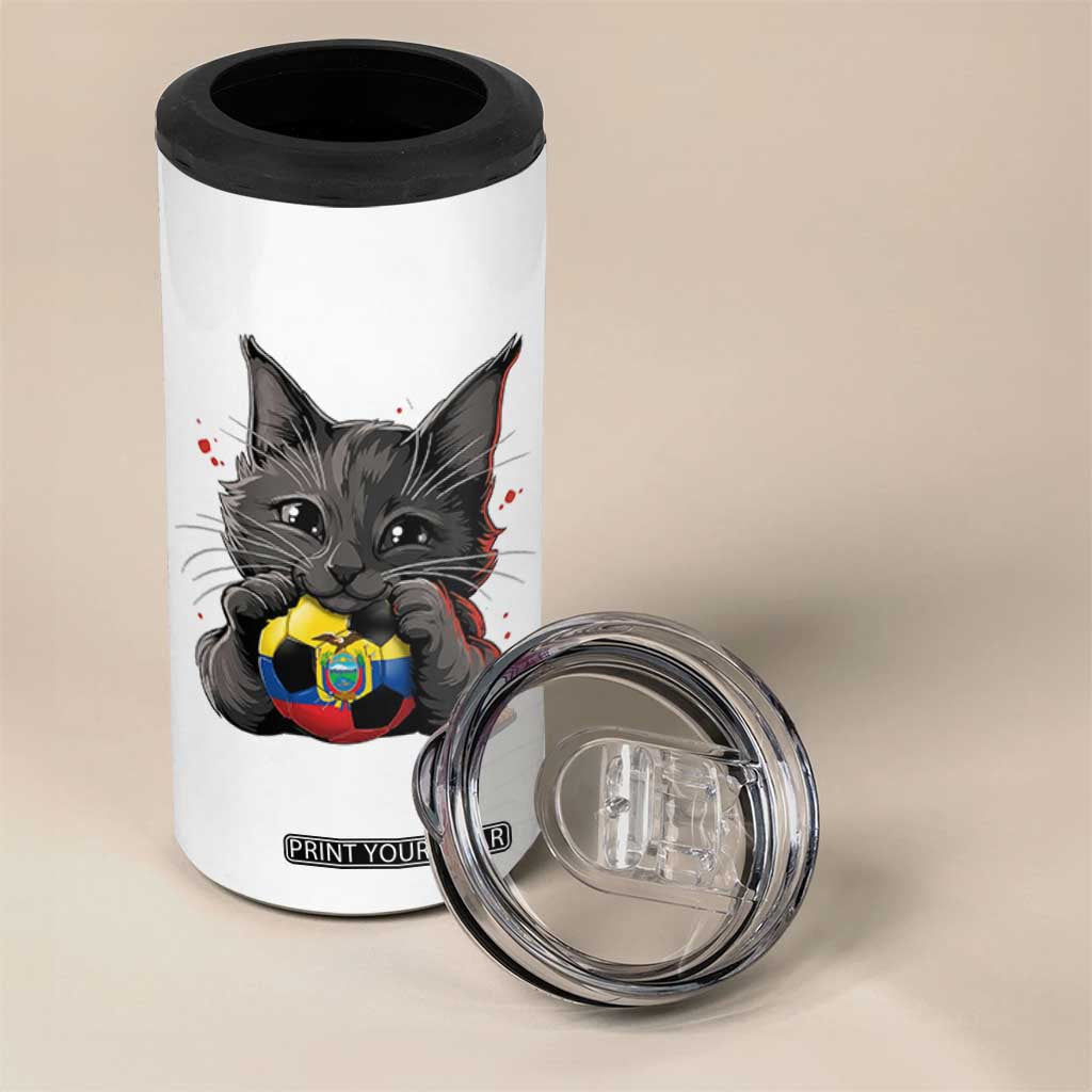 Ecuador Black Cat Soccer Game Day 4 in 1 Can Cooler Tumbler Cat Lover Gift